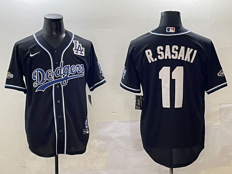 Men Los Angeles Dodgers #11 R.Sasaki Black Fashion Game 2025 Nike MLB Jersey style 30615